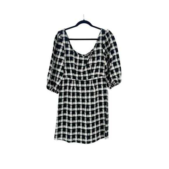 Chloe Kristyn Women's Scoop Neck Checked Mini Dress Black/White Size 4 NWT - Picture 8 of 13